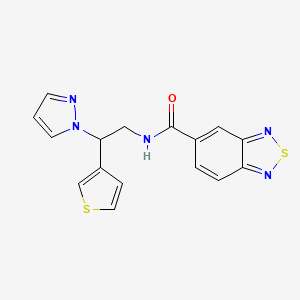 molecular formula C16H13N5OS2 B3015907 N-(2-(1H-吡唑-1-基)-2-(噻吩-3-基)乙基)苯并[c][1,2,5]噻二唑-5-甲酰胺 CAS No. 2034493-40-6