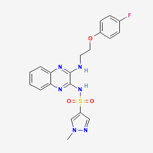 molecular formula C20H19FN6O3S B3015909 N-(3-((2-(4-fluorophenoxy)ethyl)amino)quinoxalin-2-yl)-1-methyl-1H-pyrazole-4-sulfonamide CAS No. 1798639-85-6