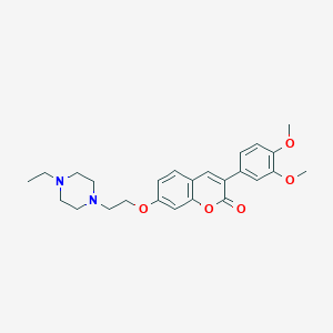 molecular formula C25H30N2O5 B3015932 3-(3,4-dimethoxyphenyl)-7-(2-(4-ethylpiperazin-1-yl)ethoxy)-2H-chromen-2-one CAS No. 920476-27-3