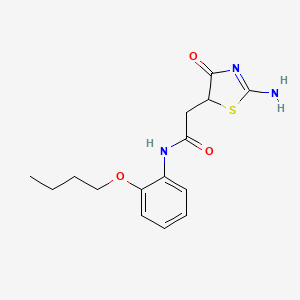 molecular formula C15H19N3O3S B3015942 2-(2-氨基-4-氧代-1,3-噻唑-5-基)-N-(2-丁氧苯基)乙酰胺 CAS No. 432005-25-9