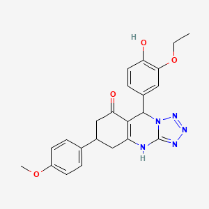 molecular formula C23H23N5O4 B3015982 9-(3-ethoxy-4-hydroxyphenyl)-6-(4-methoxyphenyl)-5,6,7,9-tetrahydrotetrazolo[5,1-b]quinazolin-8(4H)-one CAS No. 923243-40-7