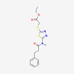 Ethyl 2-((5-(3-phenylpropanamido)-1,3,4-thiadiazol-2-yl)thio)acetate