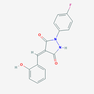 molecular formula C16H11FN2O3 B301599 1-(4-Fluorophenyl)-4-(2-hydroxybenzylidene)-3,5-pyrazolidinedione 