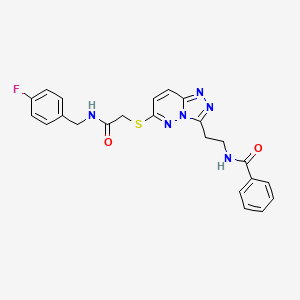 molecular formula C23H21FN6O2S B3015996 N-(2-(6-((2-((4-fluorobenzyl)amino)-2-oxoethyl)thio)-[1,2,4]triazolo[4,3-b]pyridazin-3-yl)ethyl)benzamide CAS No. 872994-19-9