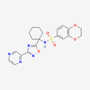N-(1-(3-(pyrazin-2-yl)-1,2,4-oxadiazol-5-yl)cyclohexyl)-2,3-dihydrobenzo[b][1,4]dioxine-6-sulfonamide