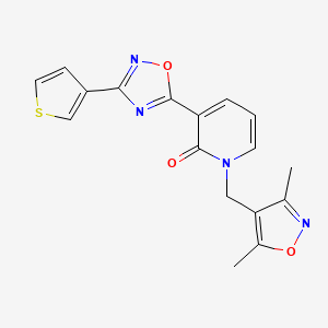 molecular formula C17H14N4O3S B3015998 1-[(3,5-dimethylisoxazol-4-yl)methyl]-3-[3-(3-thienyl)-1,2,4-oxadiazol-5-yl]pyridin-2(1H)-one CAS No. 1421583-63-2