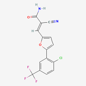 molecular formula C15H8ClF3N2O2 B3016000 (E)-3-(5-(2-chloro-5-(trifluoromethyl)phenyl)furan-2-yl)-2-cyanoacrylamide CAS No. 469876-98-0
