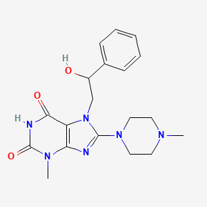 molecular formula C19H24N6O3 B3016007 7-(2-hydroxy-2-phenylethyl)-3-methyl-8-(4-methylpiperazin-1-yl)-1H-purine-2,6(3H,7H)-dione CAS No. 850242-21-6