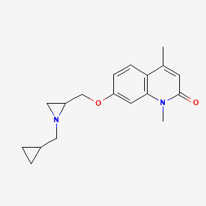 molecular formula C18H22N2O2 B3016008 7-[[1-(Cyclopropylmethyl)aziridin-2-yl]methoxy]-1,4-dimethylquinolin-2-one CAS No. 2411264-56-5