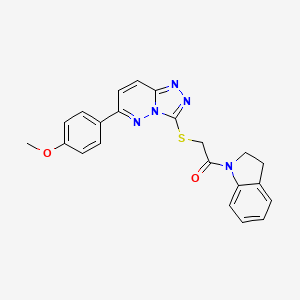 molecular formula C22H19N5O2S B3016012 1-(吲哚啉-1-基)-2-((6-(4-甲氧基苯基)-[1,2,4]三唑并[4,3-b]哒嗪-3-基)硫代)乙酮 CAS No. 894052-96-1