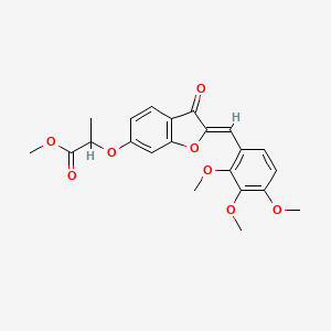 molecular formula C22H22O8 B3016015 (Z)-methyl 2-((3-oxo-2-(2,3,4-trimethoxybenzylidene)-2,3-dihydrobenzofuran-6-yl)oxy)propanoate CAS No. 620546-45-4
