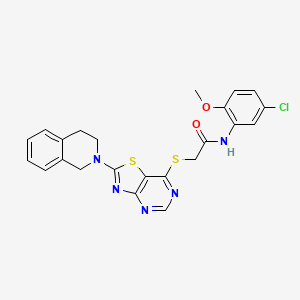molecular formula C23H20ClN5O2S2 B3016017 N-(5-chloro-2-methoxyphenyl)-2-((2-(3,4-dihydroisoquinolin-2(1H)-yl)thiazolo[4,5-d]pyrimidin-7-yl)thio)acetamide CAS No. 1189885-53-7