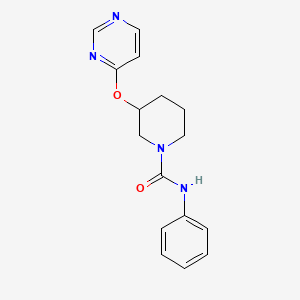 molecular formula C16H18N4O2 B3016019 N-phenyl-3-(pyrimidin-4-yloxy)piperidine-1-carboxamide CAS No. 2034332-80-2