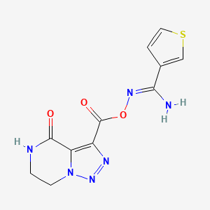 (Z)-[amino(thiophen-3-yl)methylidene]amino 4-oxo-4H,5H,6H,7H-[1,2,3]triazolo[1,5-a]pyrazine-3-carboxylate