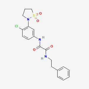 molecular formula C19H20ClN3O4S B3016029 N1-(4-chloro-3-(1,1-dioxidoisothiazolidin-2-yl)phenyl)-N2-phenethyloxalamide CAS No. 1105216-54-3