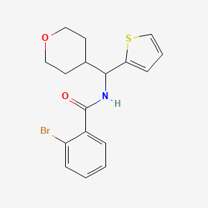 2-bromo-N-[(oxan-4-yl)(thiophen-2-yl)methyl]benzamide