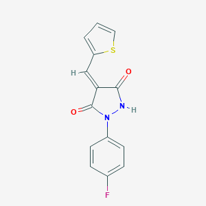 molecular formula C14H9FN2O2S B301604 1-(4-Fluorophenyl)-4-(2-thienylmethylene)-3,5-pyrazolidinedione 