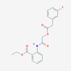 molecular formula C19H18FNO5 B3016044 Ethyl 2-[[2-[2-(3-fluorophenyl)acetyl]oxyacetyl]amino]benzoate CAS No. 1147518-46-4