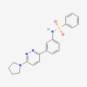 molecular formula C20H20N4O2S B3016055 N-[3-(6-吡咯烷-1-基哒嗪-3-基)苯基]苯磺酰胺 CAS No. 904825-07-6