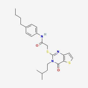 molecular formula C23H29N3O2S2 B3016056 N-(4-丁基苯基)-2-{[3-(3-甲基丁基)-4-氧代-3,4-二氢噻吩并[3,2-d]嘧啶-2-基]硫代}乙酰胺 CAS No. 1260948-60-4