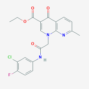 molecular formula C20H17ClFN3O4 B3016060 1-(2-((3-氯-4-氟苯基)氨基)-2-氧代乙基)-7-甲基-4-氧代-1,4-二氢-1,8-萘啶-3-羧酸乙酯 CAS No. 932323-09-6