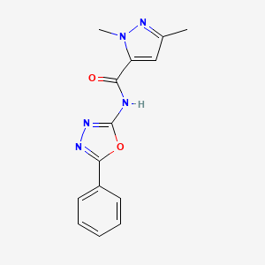 molecular formula C14H13N5O2 B3016071 1,3-dimethyl-N-(5-phenyl-1,3,4-oxadiazol-2-yl)-1H-pyrazole-5-carboxamide CAS No. 1013786-05-4