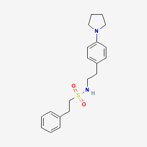 molecular formula C20H26N2O2S B3016073 2-phenyl-N-(4-(pyrrolidin-1-yl)phenethyl)ethanesulfonamide CAS No. 954054-39-8