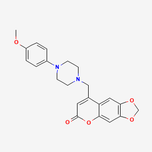 molecular formula C22H22N2O5 B3016084 8-((4-(4-甲氧基苯基)哌嗪-1-基)甲基)-6H-[1,3]二氧杂环[4,5-g]色烯-6-酮 CAS No. 859113-45-4