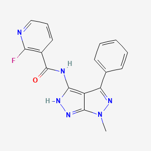 molecular formula C17H13FN6O B3016087 2-Fluoro-N-(6-methyl-4-phenyl-2H-pyrazolo[3,4-c]pyrazol-3-yl)pyridine-3-carboxamide CAS No. 2305328-28-1