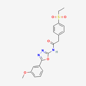 molecular formula C19H19N3O5S B3016091 2-(4-(ethylsulfonyl)phenyl)-N-(5-(3-methoxyphenyl)-1,3,4-oxadiazol-2-yl)acetamide CAS No. 941884-61-3