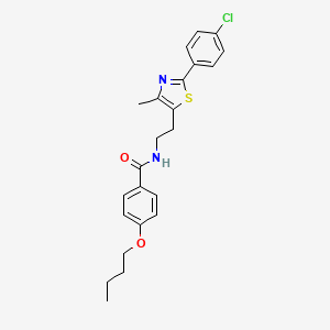 molecular formula C23H25ClN2O2S B3016095 4-butoxy-N-(2-(2-(4-chlorophenyl)-4-methylthiazol-5-yl)ethyl)benzamide CAS No. 933248-57-8