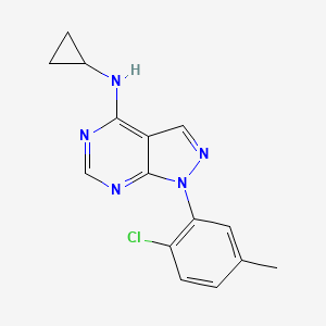 molecular formula C15H14ClN5 B3016098 1-(2-chloro-5-methylphenyl)-N-cyclopropyl-1H-pyrazolo[3,4-d]pyrimidin-4-amine CAS No. 1105234-15-8