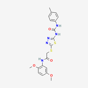 molecular formula C20H21N5O4S2 B3016099 N-(2,5-dimethoxyphenyl)-2-((5-(3-(p-tolyl)ureido)-1,3,4-thiadiazol-2-yl)thio)acetamide CAS No. 898436-03-8