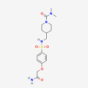 molecular formula C17H26N4O5S B3016104 4-((4-(2-氨基-2-氧代乙氧基)苯磺酰胺基)甲基)-N,N-二甲基哌啶-1-甲酰胺 CAS No. 2034284-03-0