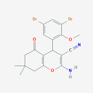 molecular formula C19H18Br2N2O3 B301611 2-amino-4-(3,5-dibromo-2-methoxyphenyl)-7,7-dimethyl-5-oxo-5,6,7,8-tetrahydro-4H-chromene-3-carbonitrile 