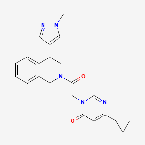 molecular formula C22H23N5O2 B3016112 6-cyclopropyl-3-(2-(4-(1-methyl-1H-pyrazol-4-yl)-3,4-dihydroisoquinolin-2(1H)-yl)-2-oxoethyl)pyrimidin-4(3H)-one CAS No. 2034567-02-5