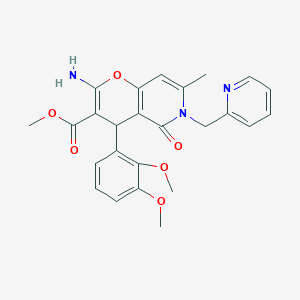 molecular formula C25H25N3O6 B3016114 methyl 2-amino-4-(2,3-dimethoxyphenyl)-7-methyl-5-oxo-6-(pyridin-2-ylmethyl)-5,6-dihydro-4H-pyrano[3,2-c]pyridine-3-carboxylate CAS No. 767300-00-5