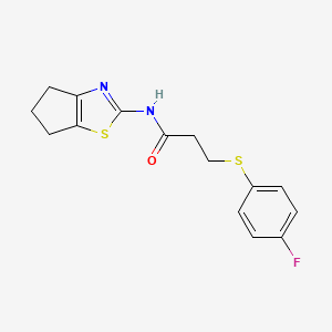 molecular formula C15H15FN2OS2 B3016120 N-(5,6-二氢-4H-环戊并[d]噻唑-2-基)-3-((4-氟苯基)硫代)丙酰胺 CAS No. 896354-17-9