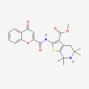 molecular formula C23H24N2O5S B3016125 5,5,7,7-四甲基-2-(4-氧代-4H-色满-2-甲酰胺基)-4,5,6,7-四氢噻吩并[2,3-c]吡啶-3-甲酸甲酯 CAS No. 864860-25-3