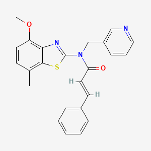 molecular formula C24H21N3O2S B3016131 N-(4-甲氧基-7-甲基苯并[d]噻唑-2-基)-N-(吡啶-3-基甲基)肉桂酰胺 CAS No. 895426-08-1