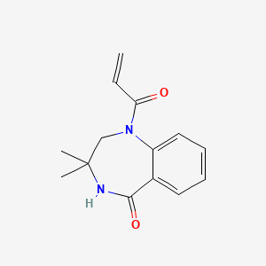 molecular formula C14H16N2O2 B3016132 3,3-Dimethyl-1-prop-2-enoyl-2,4-dihydro-1,4-benzodiazepin-5-one CAS No. 2361639-37-2