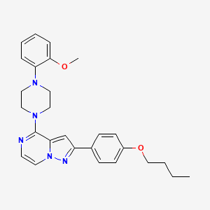 molecular formula C27H31N5O2 B3016135 2-(4-丁氧苯基)-4-(4-(2-甲氧苯基)哌嗪-1-基)吡唑并[1,5-a]吡嗪 CAS No. 1111262-30-6