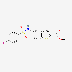 molecular formula C16H12FNO4S2 B3016151 Methyl 5-{[(4-fluorophenyl)sulfonyl]amino}-1-benzothiophene-2-carboxylate CAS No. 478248-44-1