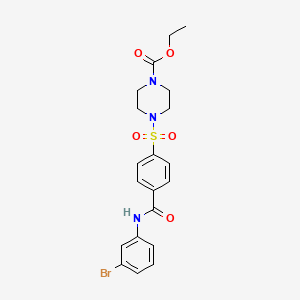 molecular formula C20H22BrN3O5S B3016155 Ethyl 4-[4-[(3-bromophenyl)carbamoyl]phenyl]sulfonylpiperazine-1-carboxylate CAS No. 399000-98-7