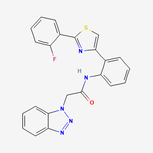 molecular formula C23H16FN5OS B3016157 2-(1H-苯并[d][1,2,3]三唑-1-基)-N-(2-(2-(2-氟苯基)噻唑-4-基)苯基)乙酰胺 CAS No. 1797729-43-1