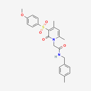 molecular formula C24H26N2O5S B3016162 2-(3-((4-methoxyphenyl)sulfonyl)-4,6-dimethyl-2-oxopyridin-1(2H)-yl)-N-(4-methylbenzyl)acetamide CAS No. 946252-80-8