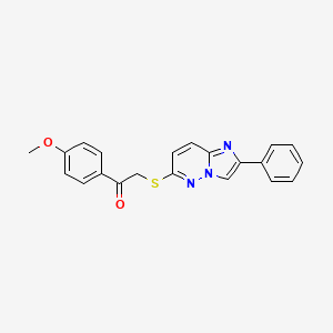 molecular formula C21H17N3O2S B3016164 1-(4-Methoxyphenyl)-2-((2-phenylimidazo[1,2-b]pyridazin-6-yl)thio)ethanone CAS No. 896299-73-3