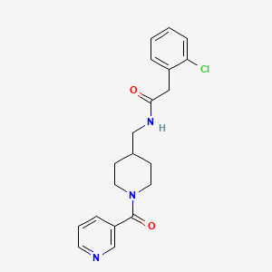 molecular formula C20H22ClN3O2 B3016166 2-(2-chlorophenyl)-N-((1-nicotinoylpiperidin-4-yl)methyl)acetamide CAS No. 1396808-43-7