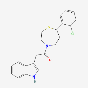 molecular formula C21H21ClN2OS B3016167 1-(7-(2-chlorophenyl)-1,4-thiazepan-4-yl)-2-(1H-indol-3-yl)ethanone CAS No. 1798672-10-2