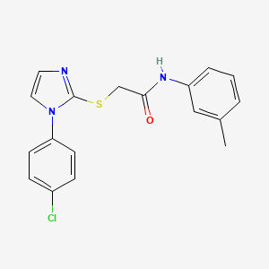 molecular formula C18H16ClN3OS B3016169 2-[1-(4-氯苯基)咪唑-2-基]硫代-N-(3-甲基苯基)乙酰胺 CAS No. 688337-14-6